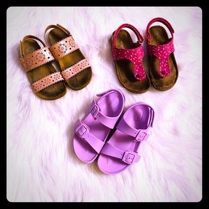 Three pairs of girls sandals